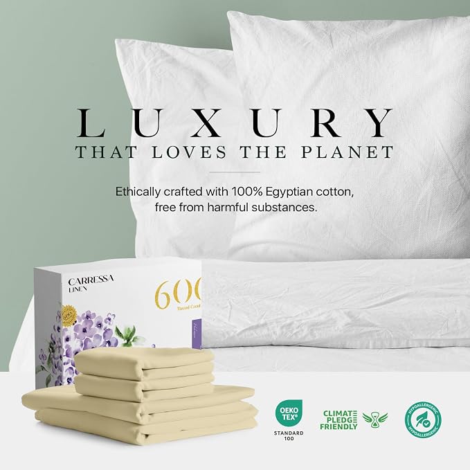 Carressa Linen 100% Egyptian Cotton Queen Sheet Set - Image 8