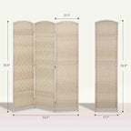 HOMCOM 3 Panel Room Divider, Hand-Woven Freestanding Wall Partition - Image 7