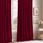 StangH Red Curtains for Living Room 42 inch Width Velvet Privacy Doorway - Image 7