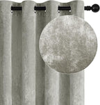 Silver Grey Crushed Velvet Curtains 52x90 inch Luxurious Thermal Insulated - Image 2
