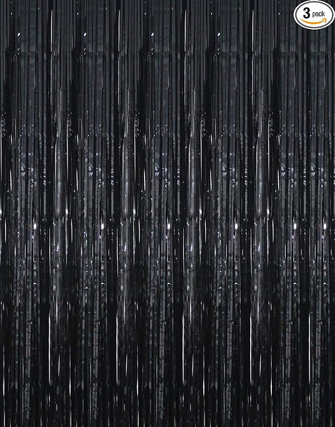 GOER 3.2 ft x 9.8 ft Metallic Tinsel Foil Fringe Curtains Party Photo Backdrop by GOER
