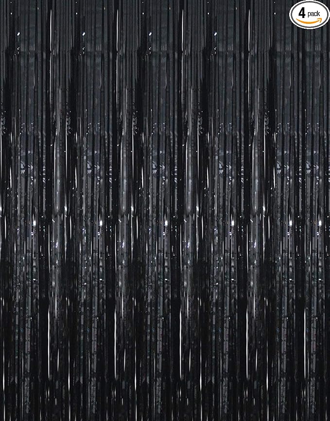 GOER 3.2 ft x 9.8 ft Metallic Tinsel Foil Fringe Curtains Party Photo Backdrop by GOER