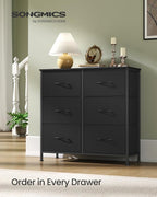 SONGMICS Dresser for Bedroom, Chest of Drawers, TV Stand, 6 Non-Woven Fabric - Image 3