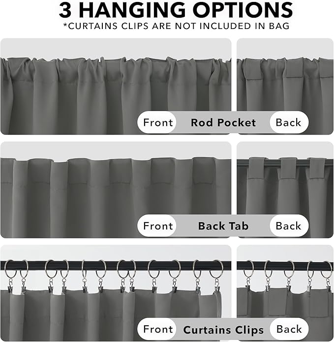Deconovo Back Tab and Rod Pocket Curtains Blackout Shades Room Darkening Blinds - Image 2