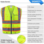 SKSAFETY 10 Pockets Safety Vest, Class 2 High Visibility Security - Image 6