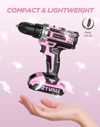 Pink Cordless Drill Set, 21V Electric Power Drill - Image 2