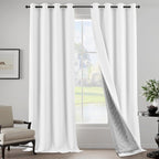 White 100% Blackout Curtains 3-in-1 Heavy Soundproof Curtains Thermal Insulated - Image 9