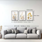 YCJKJDZ Framed Beige Botanical Canvas Wall Art Set of 3, Boho Watercolor - Image 5