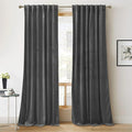 RYB HOME Grey Velvet Curtains 102 inches, Back Tab Soft Fabric Room Darkening by RYBHOME