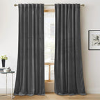 RYB HOME Grey Velvet Curtains 102 inches, Back Tab Soft Fabric Room Darkening by RYBHOME
