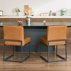 Brown Faux Leather Dining Chairs Set of 2, Mid-Century Modern Dining Room Chairs - Image 5