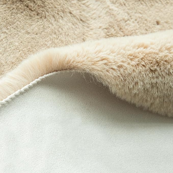 Camel Washable Shag Area Rugs for Living Room Small Plush Faux Bunny Shaggy Fur - Image 5