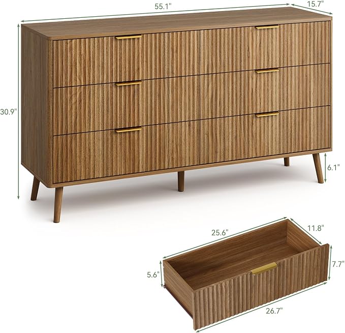 LYNSOM 55" Wide Fluted Dresser for Bedroom - Image 2