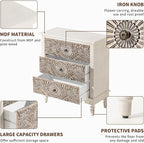COSIEST Bedside Table Set of 2, Wood Nightstand 3 Drawers, Farmhouse End Table - Image 5