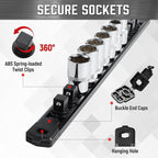 ALOANES 6-Piece Magnetic Socket Organizer, Heavy Duty Aluminum Socket Rails - Image 3