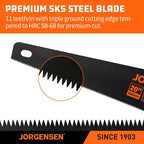 JORGENSEN 20 Inch Black Coated Pro Hand Saw, 11 TPI Fine-Cut Ergonomic Non-Slip - Image 2