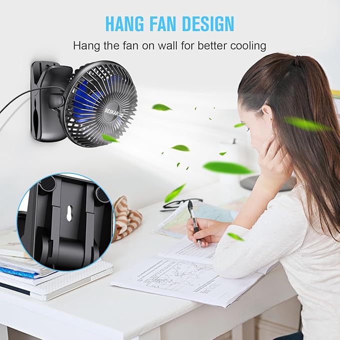 BESKAR USB Clip on Fan, Portable Small Fan - Image 4
