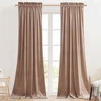 StangH Velvet Doorway Curtains for Nursery Bedroom Blush Beige Rod Pocket by StangH