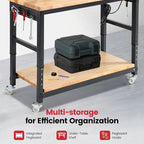 Workbench for Garage with Wheels 60 x 22 Inch Heavy Duty Rubberwood Tabletop - Image 4