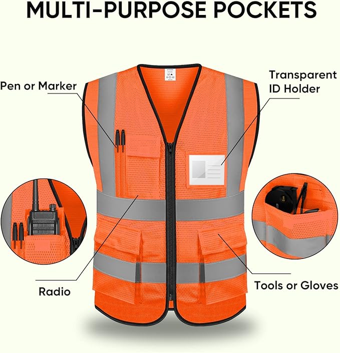 TICONN Reflective Safety Vest High Visibility Class II Mesh Vest - Image 4