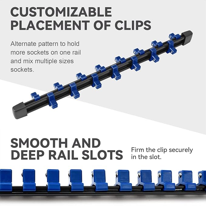 ALOANES 3 PC ABS Socket Organizer, 3/8 inch, Drive Socket Rail Holders - Image 5