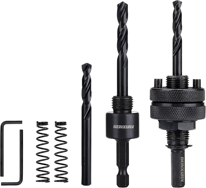 Hex Shaft Hole Saw Mandrel, 7/16-Inch and 3/8 Inch Hole Saw Arbor by GEINXURN