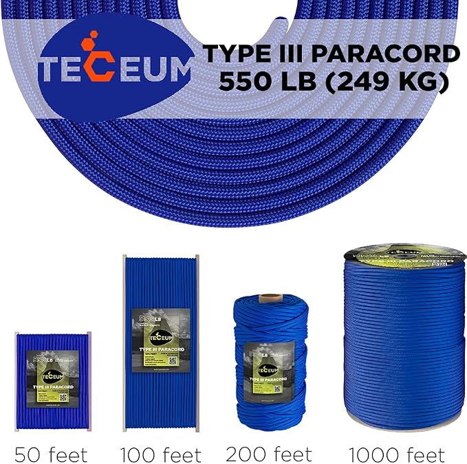 TECEUM 5/32" Paracord Rope 1000 – 1000ft / 200ft / 100ft / 50ft – Tactical - Image 9