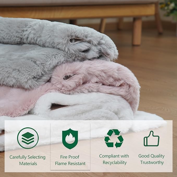 Latepis Round Furry Rugs 5ft White Circle Rugs - Image 3