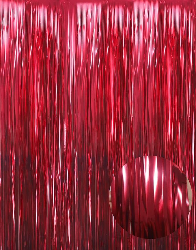 GOER 3.2 ft x 9.8 ft Metallic Tinsel Foil Fringe Curtains Party Photo Backdrop by GOER