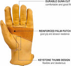 OZERO Leather Work Gloves: 3 Pairs Heavy Duty Work Glove Tough Cowhide Driver - Image 3