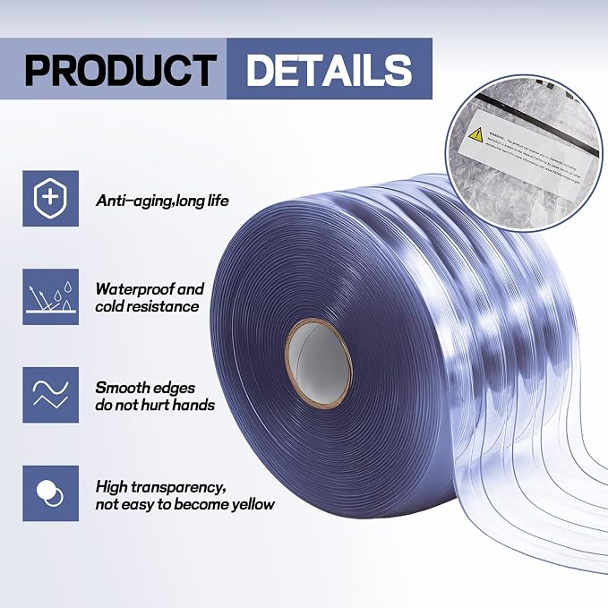 Moukeren Plastic Door Curtain for Winter 100 ft x 8 Inch Thermal Insulated - Image 3
