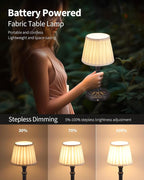 KDG Cordless Portables Table Lamp Set of 2, LED Fabric Shade Small Desk Lamps - Image 4