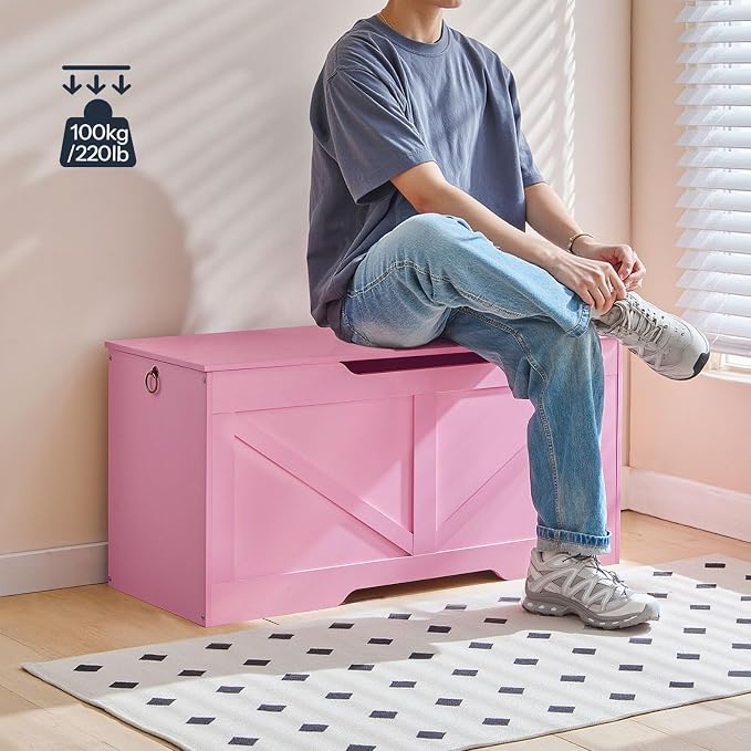 HOOBRO Storage Bench, 39.4" Retro Wooden Storage Chest - Image 5