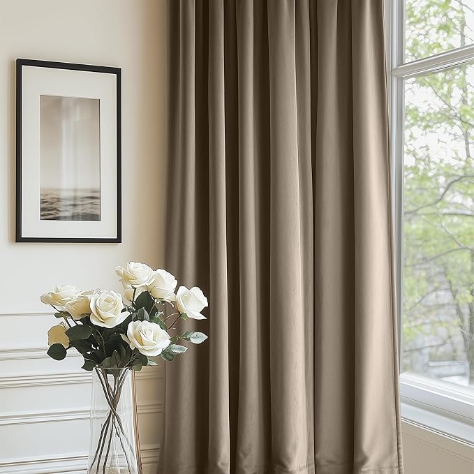 Lazzzy Velvet Blackout Curtains Thermal Insulated Room Window Drapes Super Soft - Image 2