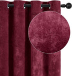 SMILETIME Burgundy Red Crushed Velvet Curtains 52x84 inch Luxurious Thermal - Image 2