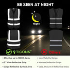 TICONN Reflective Safety Vest High Visibility Class II Mesh Vest - Image 3
