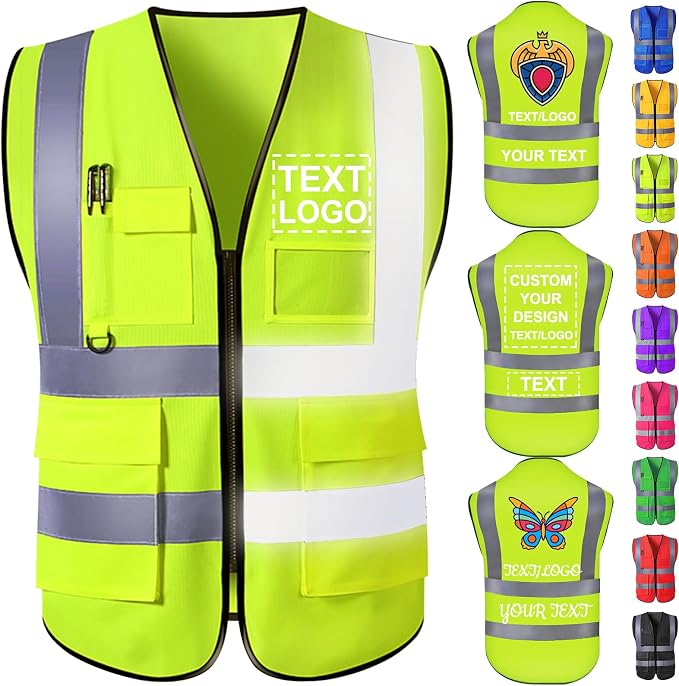 Custom Safety Vest with Logo for Men Women Personalized Class 2 High Visibility by Qingxily