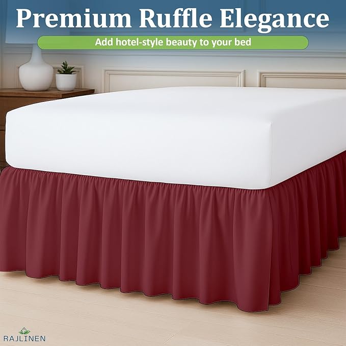 Rajlinen Ruffled Bed Skirt King, 14 Inch Drop Dust Ruffle - Image 2