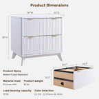 T4TREAM Modern Fluted Wood Night Stand, Side Tables Bedroom, End Table - Image 2