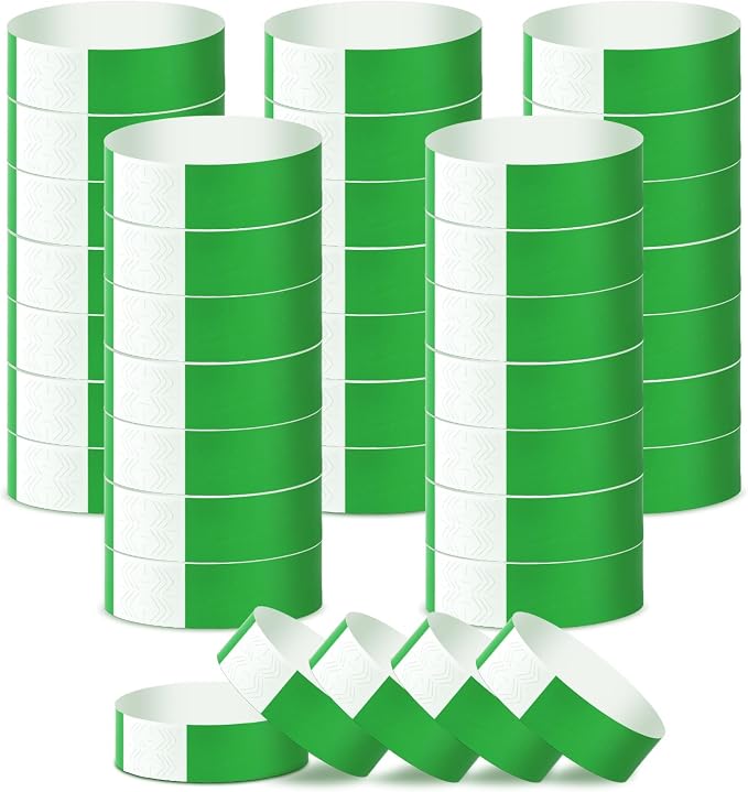 500 Pcs Green Paper Wristbands for Events Waterproof Neon Wrist Bands Adhesive by Unknown