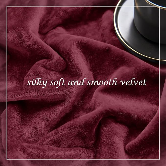 SMILETIME Burgundy Red Crushed Velvet Curtains 52x96 inch Luxurious Thermal - Image 5