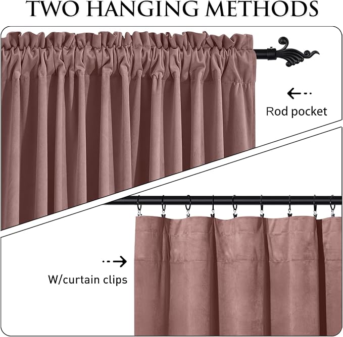 StangH Wild Rose Pink Curtains for Kids Bedroom, Elegant Soft Velvet Room - Image 2