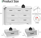 Dresser for Bedroom with 7 Drawers, Wood Dresser TV Stand, Wooden Closet - Image 2