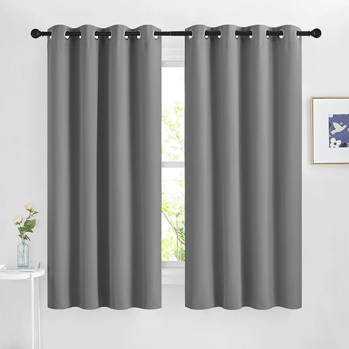 NICETOWN Silver Grey Blackout Curtains 63 inches Long by NICETOWN