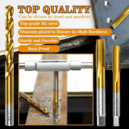 1/2"-13 UNC Tap and 27/64" Drill Bit Kit, M2 HSS Drill and Tap Set, Combination - Image 3