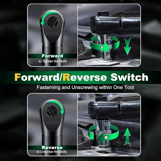 Cordless Electric Ratchet Wrench Set, 40FT-LBS 3/8" Ratchet, 12V Cordless - Image 4
