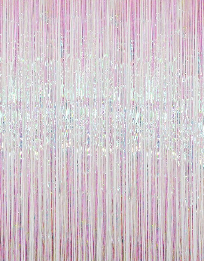 GOER 3.2 ft x 9.8 ft Metallic Tinsel Foil Fringe Curtains Party Photo Backdrop by GOER