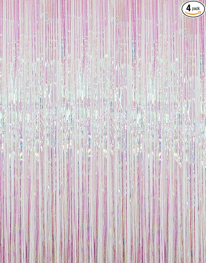 GOER 3.2 ft x 9.8 ft Metallic Tinsel Foil Fringe Curtains Party Photo Backdrop by GOER