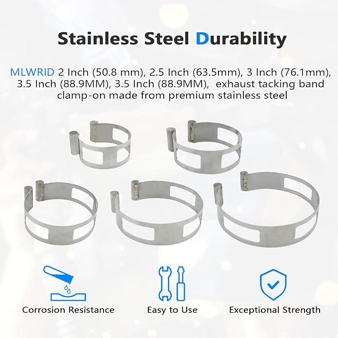 5PCS Stainless Steel Welding Tacking Band Clamp, Clamp-On Exhaust Pipe Tacking - Image 2