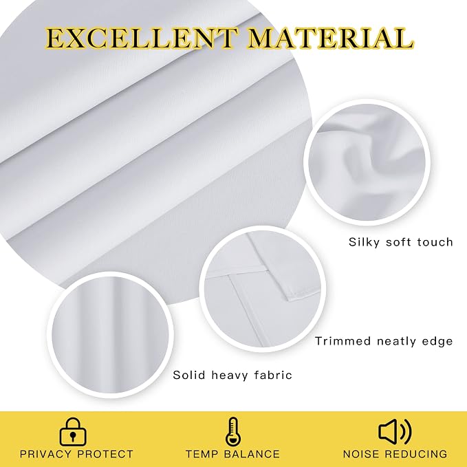 NICETOWN Greyish White Room Darkening 72 inch Curtain, Grommet Thermal - Image 4